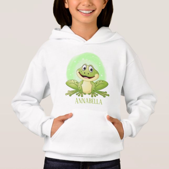 niedliche Froschliebhaber geben Namen Hoodie (Vorderseite)
