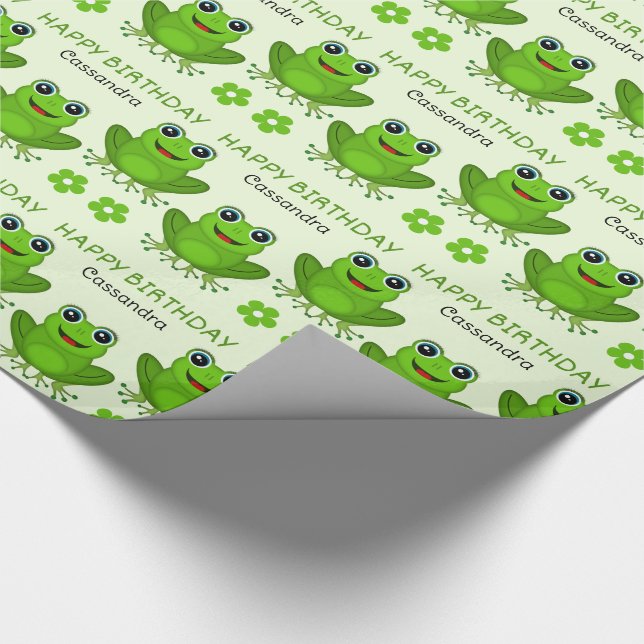 Niedliche Froschmäuse Geburtsname Geschenkpapier (Ecke)