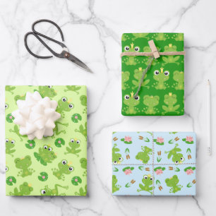 Niedliche Froschmuster Geschenkpapier Set