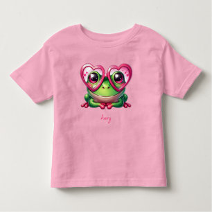Niedliche Froschtrage Oversized Heart Glasses Kleinkind T-shirt