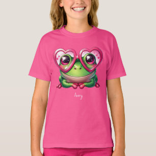 Niedliche Froschtrage Oversized Heart Glasses T-Shirt