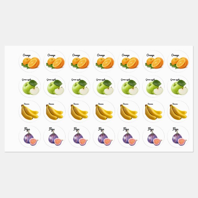 Niedliche FruchtaufkleberDesigns für Schulzeichen Etiketten (Blatt)
