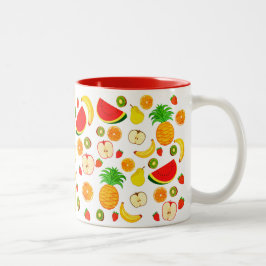 Niedliche Fruchtmuster Lebensmittel Vegetarisches Zweifarbige Tasse