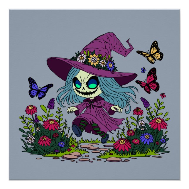 Niedliche Frühjahrshexe Poster (Vorderseite)