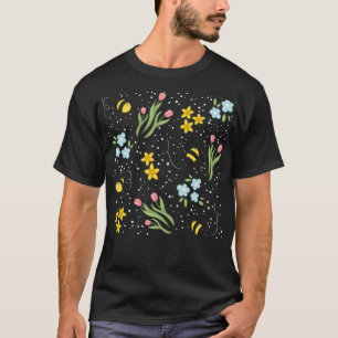 Niedliche Frühlingsbienen Tulips und Affodils Blum T-Shirt