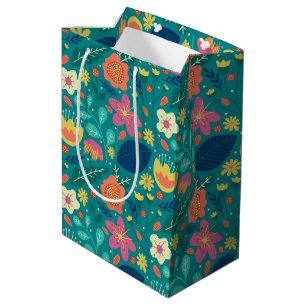 Niedliche Frühlingsblumen Muster 2 Mittlere Geschenktüte