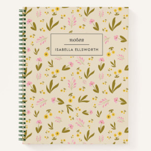 Niedliche Frühlingsblumen Rosa Grüner Individuel Notizbuch