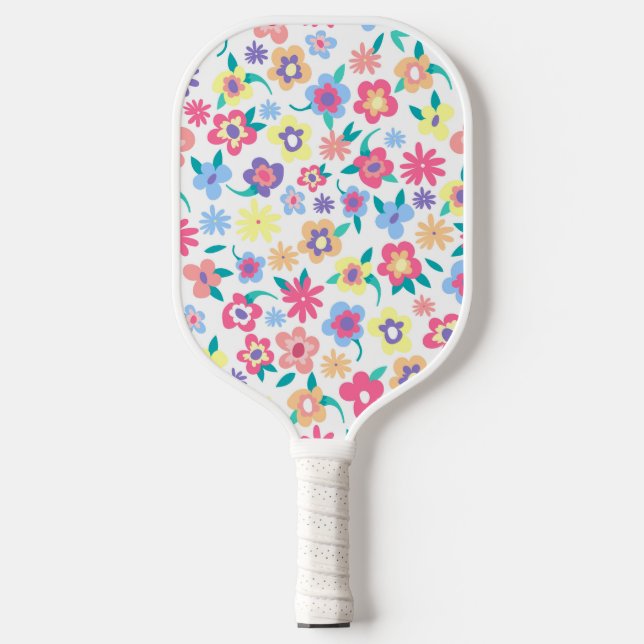 Niedliche Frühlingsblüten Muster Schüssel Pickleball Schläger (Vorderseite)