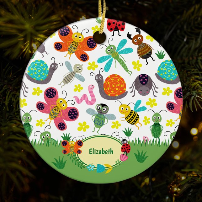 Niedliche Frühlingsinsekten Kinder Weihnachten Keramik Ornament (Von Creator hochgeladen)