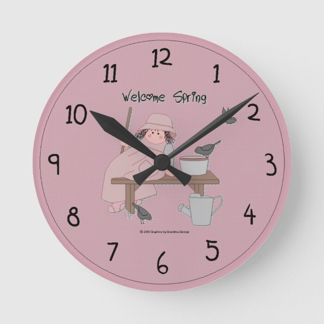 Niedliche Frühlingsmauer Runde Wanduhr (Vorderseite)