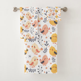 Niedliche Frühlingsstämme und Blumenmuster Badhandtuch Set