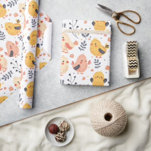 Niedliche Frühlingsstämme und Blumenmuster Geschenkpapier