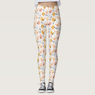 Niedliche Frühlingsstämme und Blumenmuster Leggings