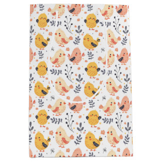 Niedliche Frühlingsstämme und Blumenmuster Mittlere Geschenktüte
