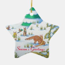 niedliche Fuchs- und Keramikornament