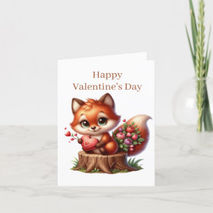 Niedliche Fuchs Valentinskinder fügen Nachricht hi Feiertagskarte