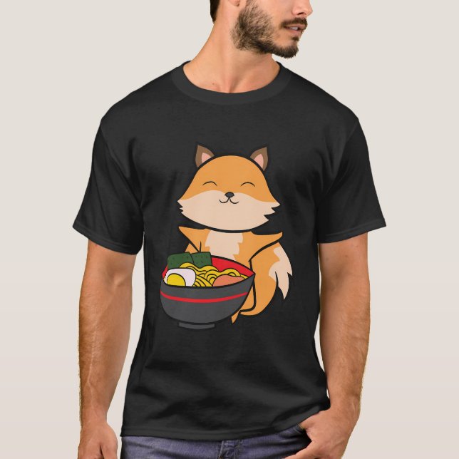 Niedliche Füchse essen Ramen Liebe Ramen und Füchs T-Shirt (Vorderseite)