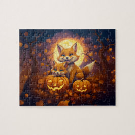 Niedliche Füchse feiern glückliches Halloween Puzzle