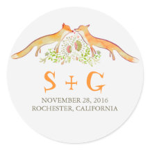 Niedliche Füchse Hochzeitskleber