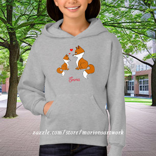 Niedliche Füchse mit Herz, handgezeichnet, persona Hoodie