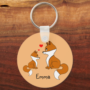 Niedliche Füchse mit Herz, handgezeichnet Schlüsselanhänger