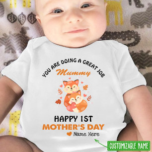 Niedliche Füchse Mummy Happy 1. Muttertag Baby Strampler