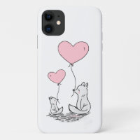 Niedliche Füchse und Herzblasen Case-Mate iPhone 1