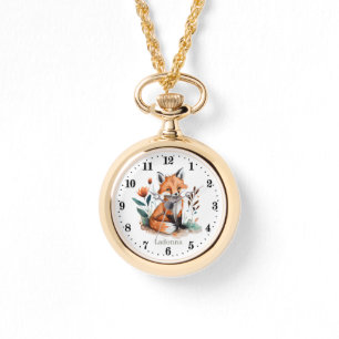 niedliche Fuchsliebhaber fügen Namen hinzu Armbanduhr
