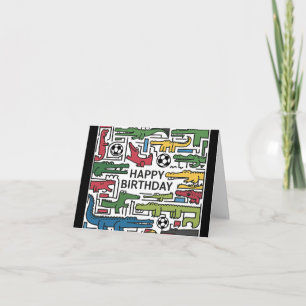 Niedliche Fun Alligatoren spielen Fußball Geburtst Karte