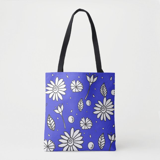 Niedliche Fun Blume Sommer Tasche in Dunkelblau (Vorderseite)