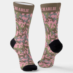 Niedliche Fun-Camouflage - Holz rosa Socken