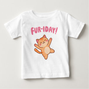 Niedliche Fun Cat Vormittag Baby T-shirt