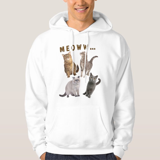 Niedliche Fun Cats Meow Hoodie (Vorderseite)