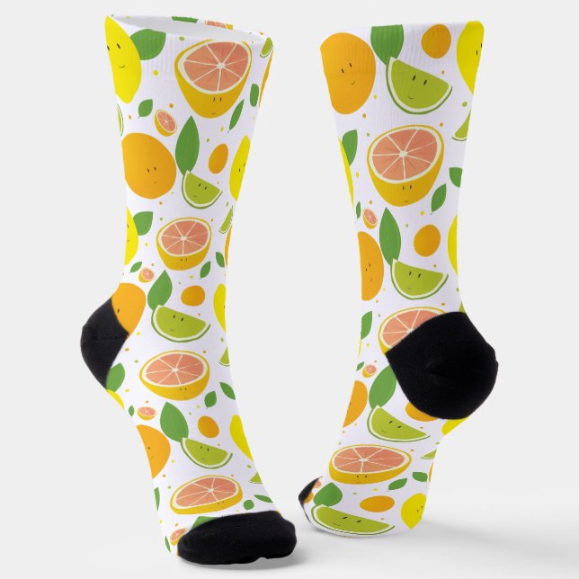 Niedliche Fun Citrus Frucht Food Socken (Gewinkelt)