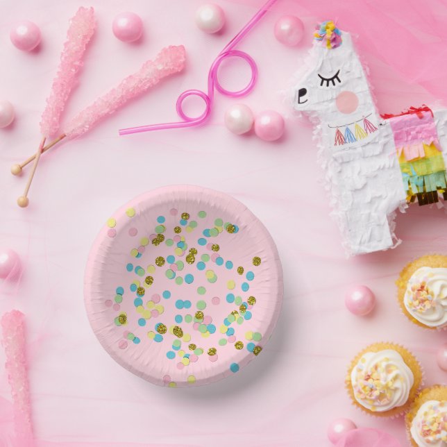 Niedliche Fun Colorful Moderne Confetti Dots Pappteller (Party)