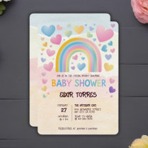 Niedliche Fun Hearts und Rainbow Baby Shower