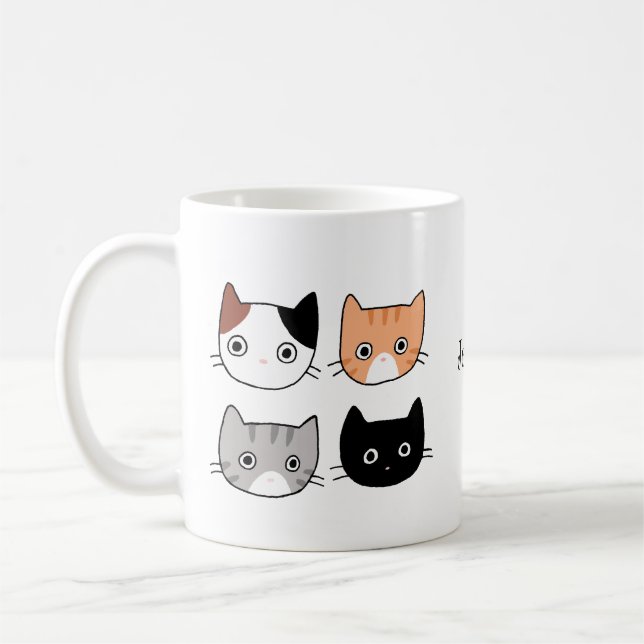 Niedliche Fun Katzen Kittens Individuelle Name per Kaffeetasse (Links)
