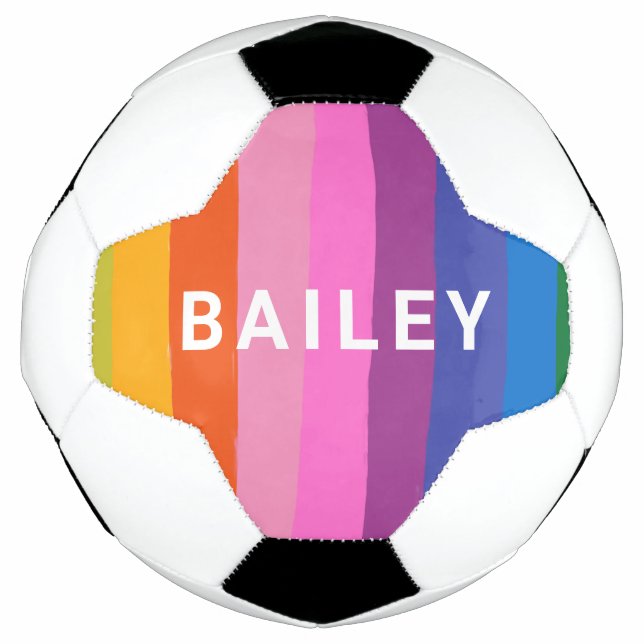 Niedliche Fun Rainbow Stripes Personalisiert Fußball (Vorderseite)