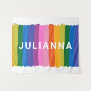 Niedliche Fun Rainbow Stripes Personalisiert Wandteppich
