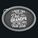 Niedliche Fun Retro Typografie Vater Opa Geschenk Ovale Gürtelschnalle<br><div class="desc">Jeder Mann,  der zwei Titel als Vater und Großvater hat,  wird es LIEBE geben!</div>