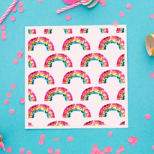 Niedliche Funkelnd Sequenzer-Rainbow-Geburtstagspa Serviette (Von Creator hochgeladen)