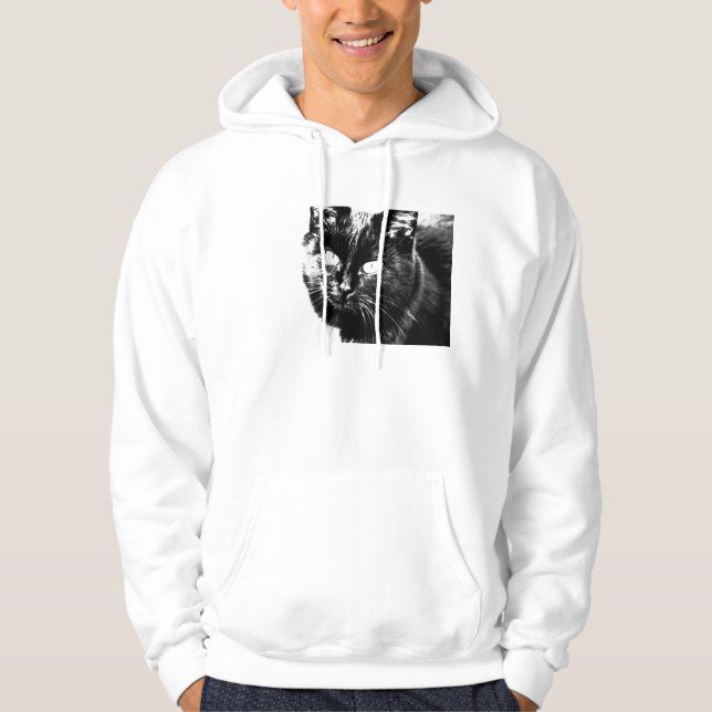 Niedliche Funky Black Cat Kitten Eyes Sketch Hoodie (Vorderseite)
