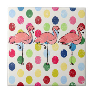 Niedliche Funky Flamingo-bunte Polka-Punkte Fliese