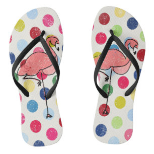 Niedliche Funky Flamingo-bunte Polka-Punkte Flip Flops