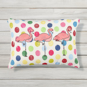 Niedliche Funky Flamingo-bunte Polka-Punkte Kissen Für Draußen