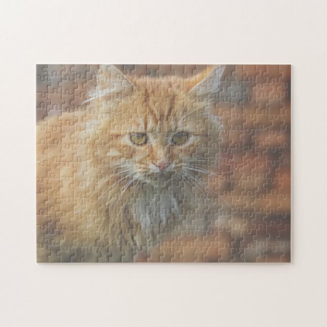 Niedliche Funky Ginger Cat Kitten Face Puzzle (Horizontal)