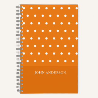 Niedliche Funky Orange Polka Dots Custom Script Notizbuch