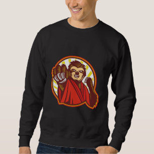 Niedliche Funny Animal Sloth Zeichnend Kampfkunst  Sweatshirt