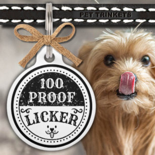 Niedliche Funny Antique Schwarz-weiß 100 Proof Lic Haustiermarke