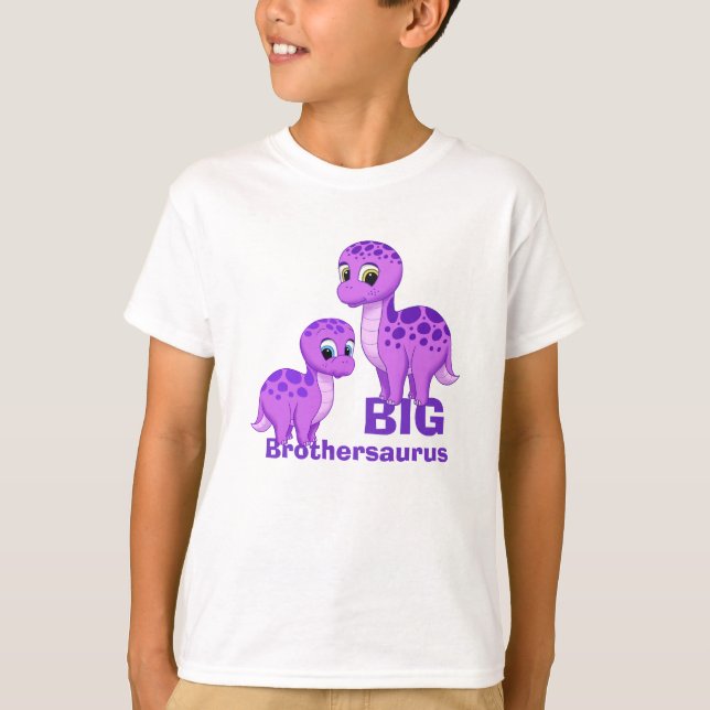 Niedliche Funny Big Brother Baby Dinosaurier Lila T-Shirt (Vorderseite)